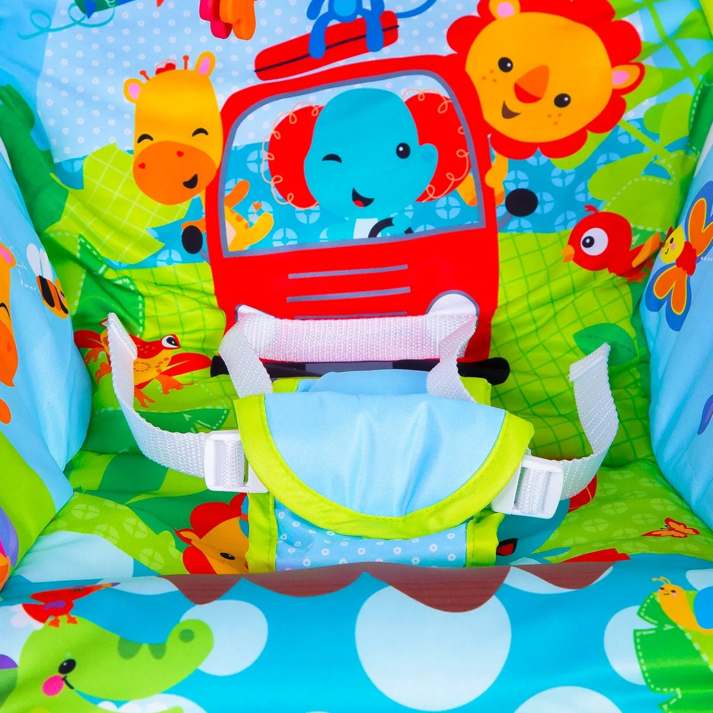 Newborn To Toddler Portable Bouncer With Hanging Toys Green