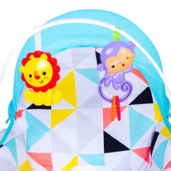 Newborn To Toddler Portable Bouncer With Hanging Toys Abstract Blue