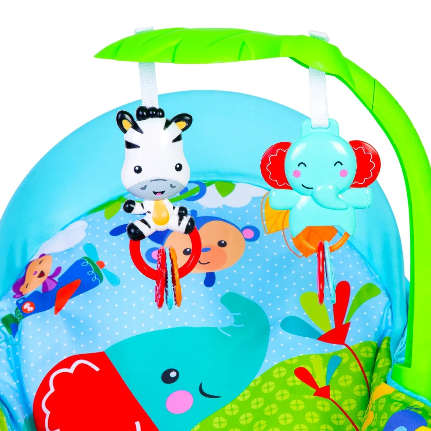 Newborn To Toddler Portable Bouncer With Hanging Toys Blue & Green