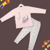 Night Suit Cotton Tshirt And Pyjama Princess Swan Pink