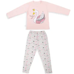 Night Suit Cotton Tshirt And Pyjama Princess Swan Pink