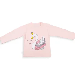 Night Suit Cotton Tshirt And Pyjama Princess Swan Pink