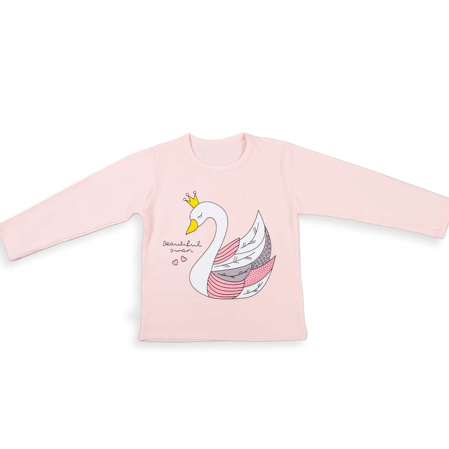 Night Suit Cotton Tshirt And Pyjama Princess Swan Pink