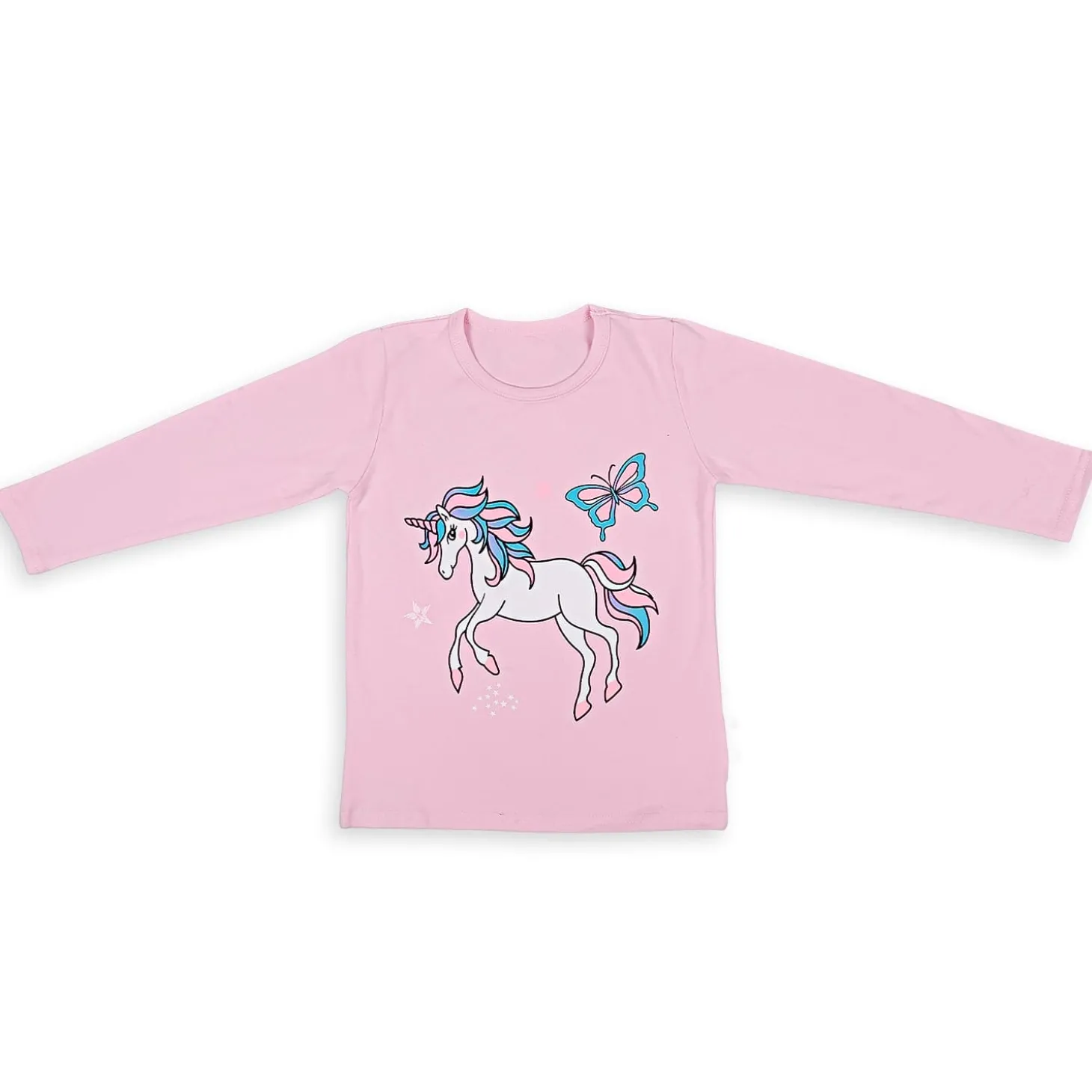 Night Suit Cotton Tshirt Pyjama Unicorn And Butterfly Pink