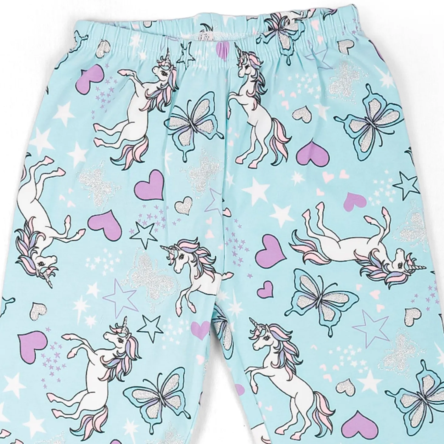Night Suit Cotton Tshirt Pyjama Unicorn And Butterfly Pink