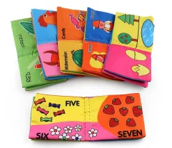 Numbers Animals Shapes Colours Food Characters Educational Cloth Book with Sound Paper Set of 6 - Multicolour