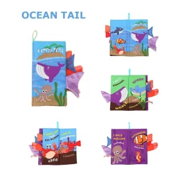 Ocean Tail Early Children Sensory Development Interactive 3D Cloth Book With Rustle Paper - Multicolour