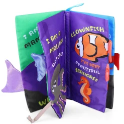Ocean Tail Early Children Sensory Development Interactive 3D Cloth Book With Rustle Paper - Multicolour