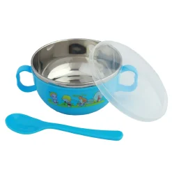 On-The-Go Blue Steel Bowl & Spoon Tiffin Set