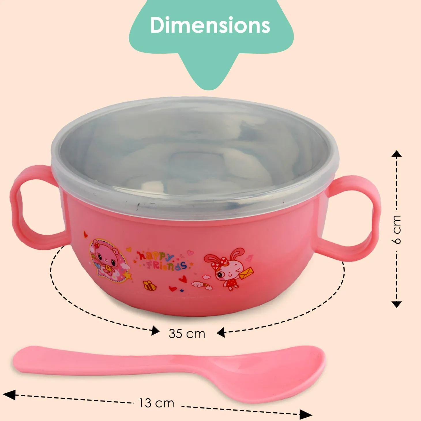 On-The-Go Pink Steel Bowl & Spoon Tiffin Set