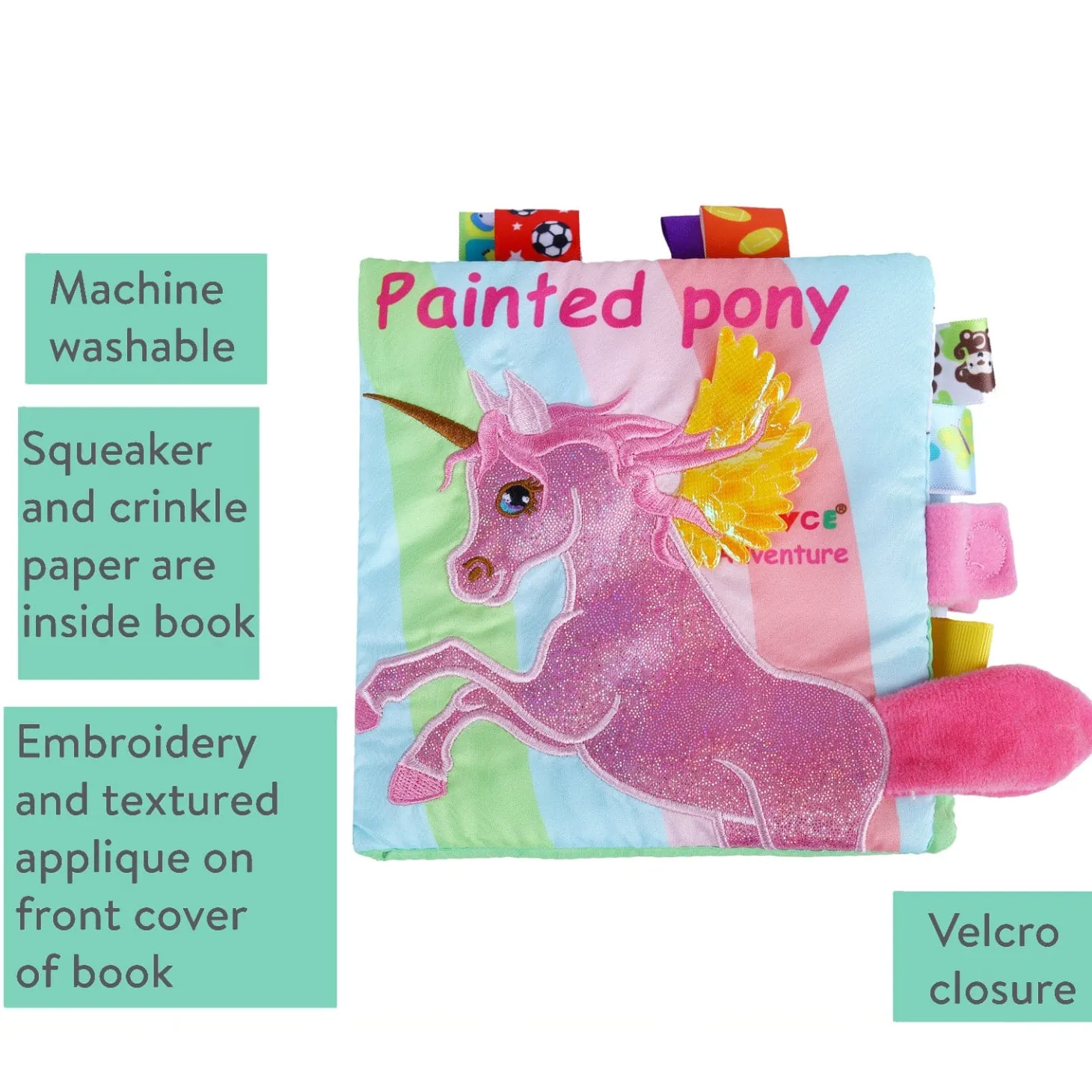Painted Pony Educational Learning 3D Cloth Book With Rustle Paper - Multicolour