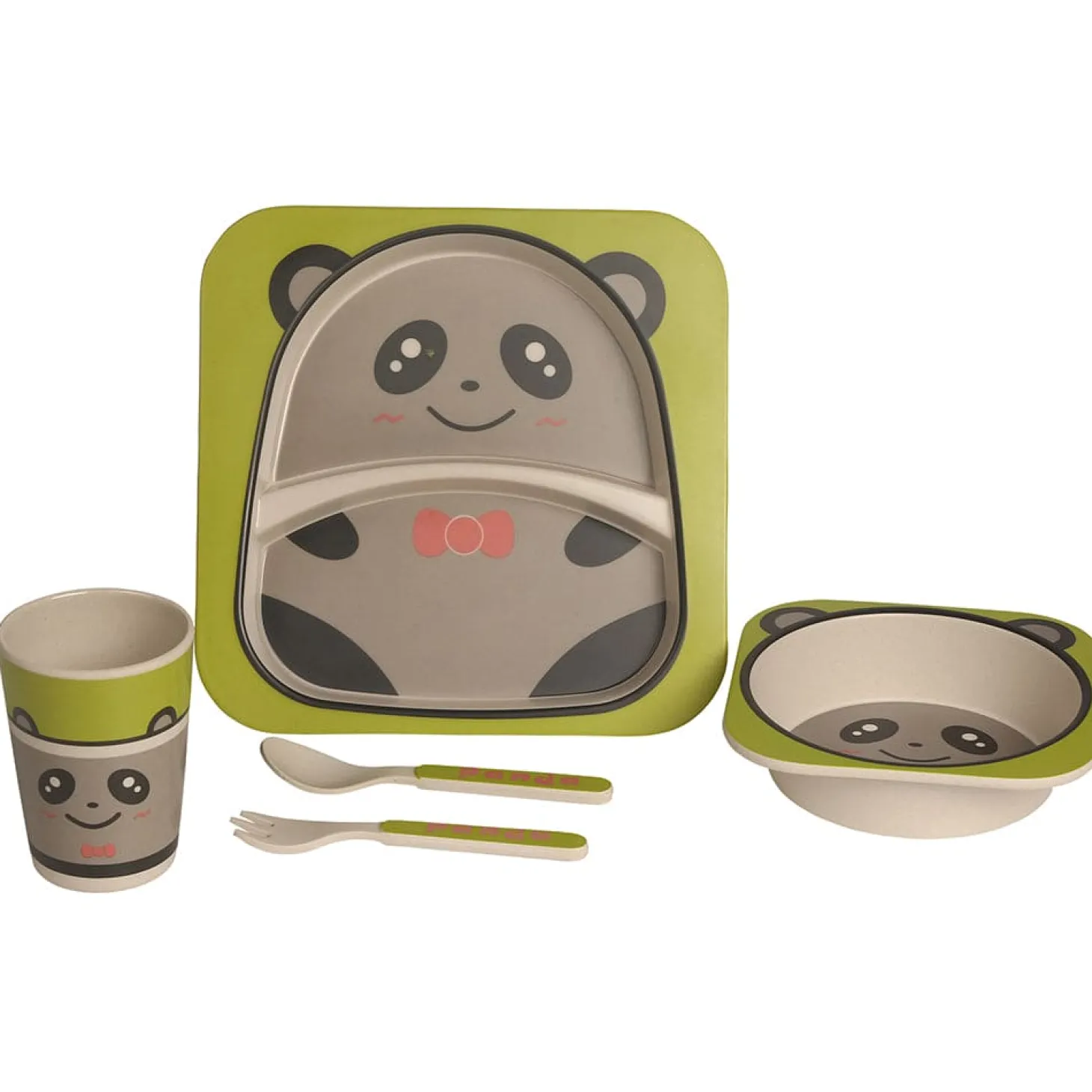 Panda Grey Bamboo Fiber Dinner Set Large