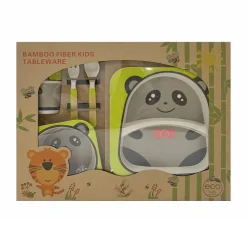Panda Grey Bamboo Fiber Dinner Set Large