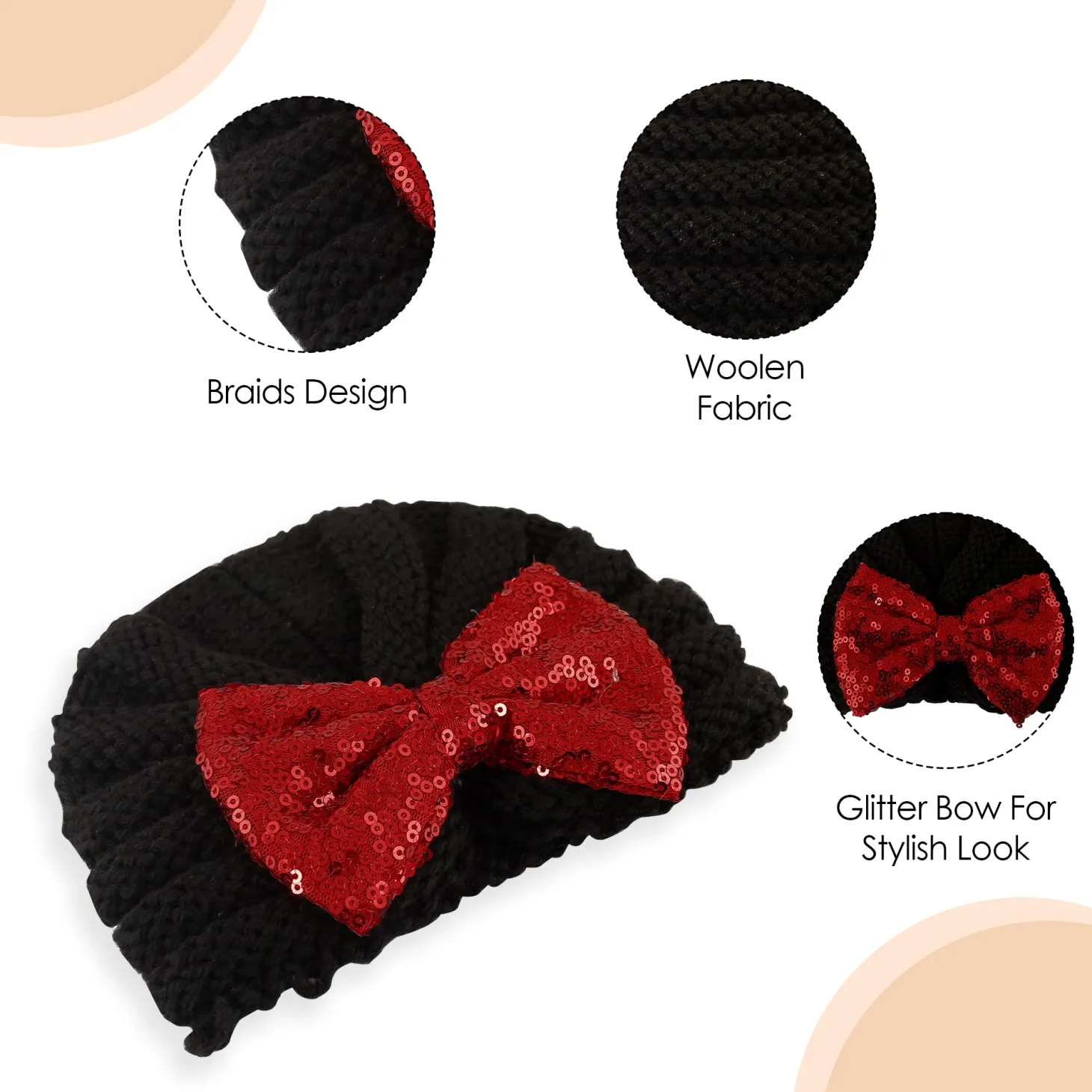 Partywear Black Turban Cap