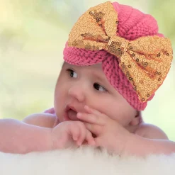Partywear Pink And Gold Turban Cap