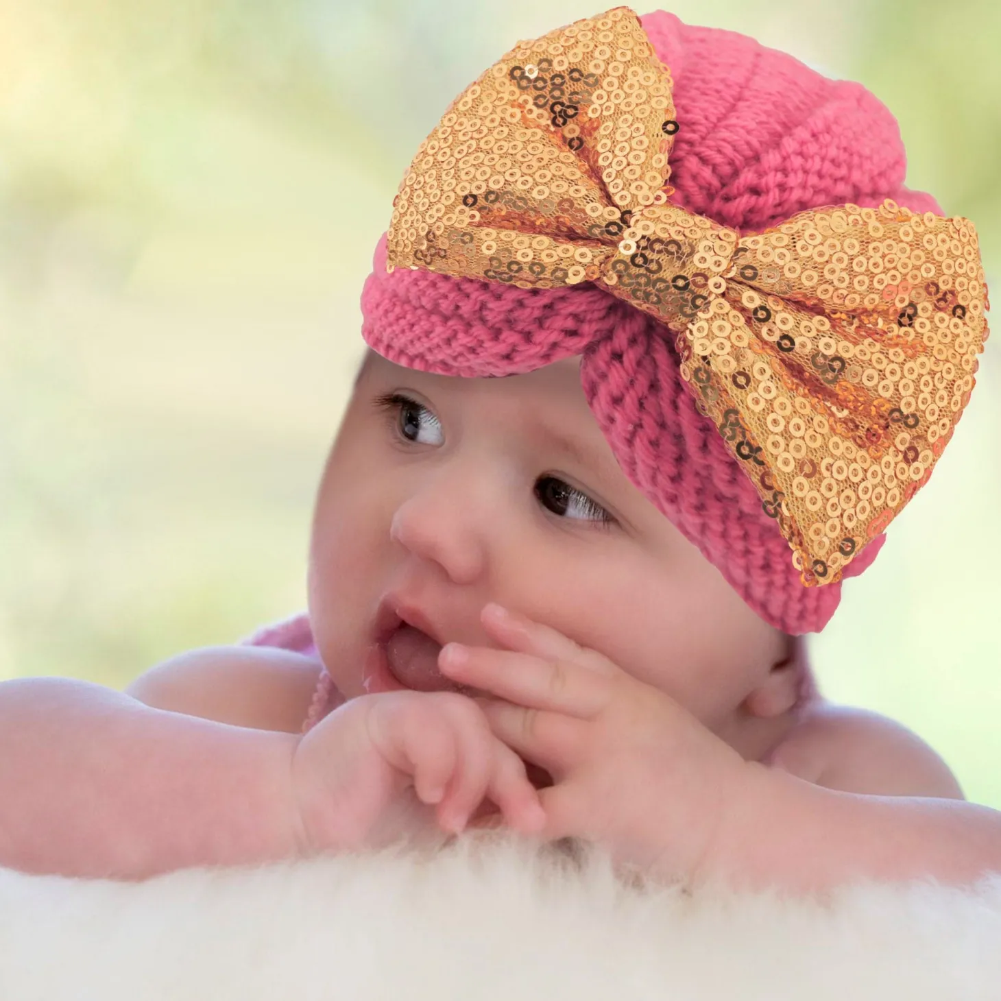 Partywear Pink And Gold Turban Cap