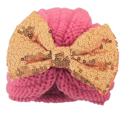 Partywear Pink And Gold Turban Cap