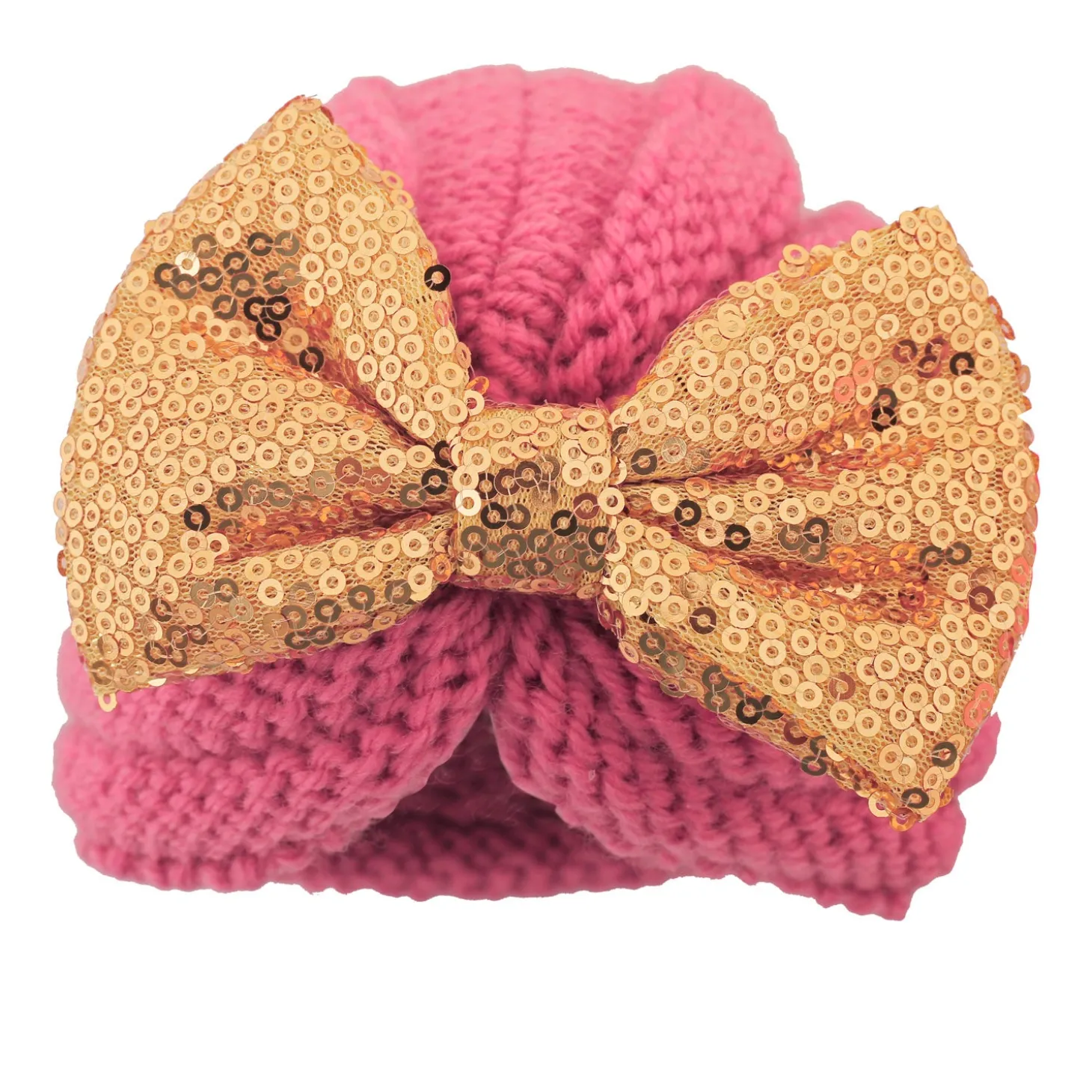 Partywear Pink And Gold Turban Cap