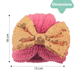 Partywear Pink And Gold Turban Cap