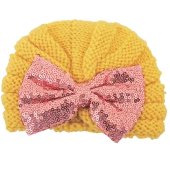 Partywear Yellow And Pink Turban Cap