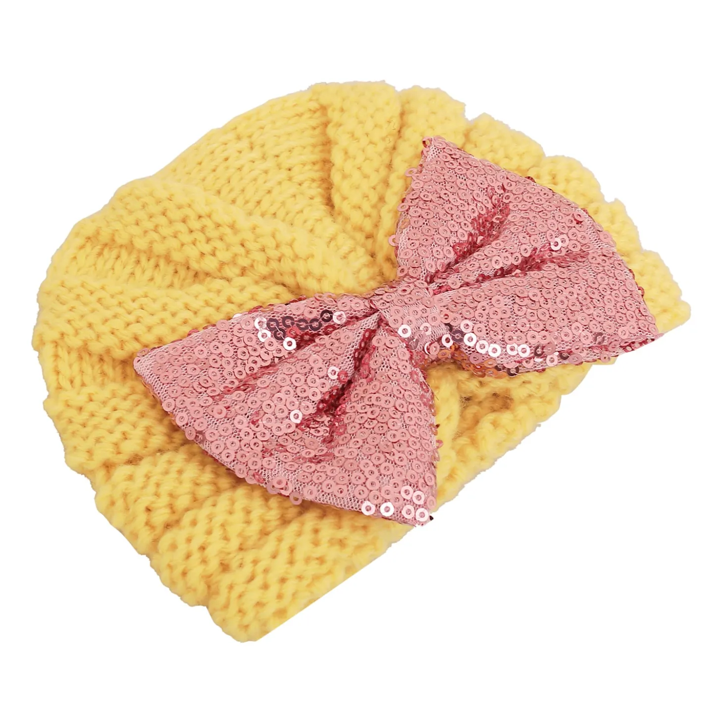 Partywear Yellow And Pink Turban Cap