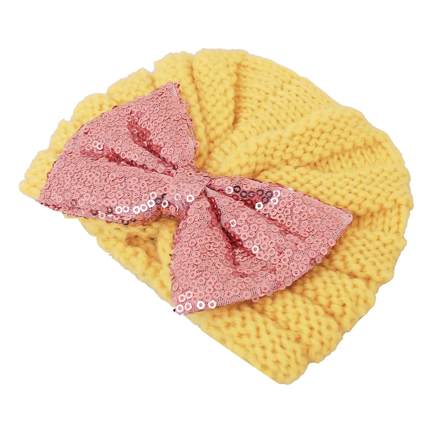 Partywear Yellow And Pink Turban Cap
