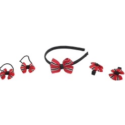 Patterned Red And Black Headband Set