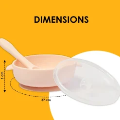 Peach Silicon Bowl With Lid And Spoon Set