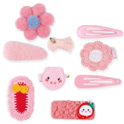 Penelope Floral Hair Clips Set 9 Pcs - Pink