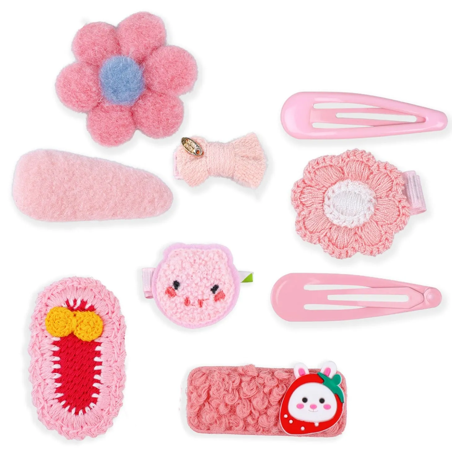 Penelope Floral Hair Clips Set 9 Pcs - Pink