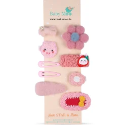 Penelope Floral Hair Clips Set 9 Pcs - Pink