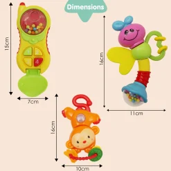 Phone Monkey And Butterfly Multicolour Set of 3 Rattle Toys