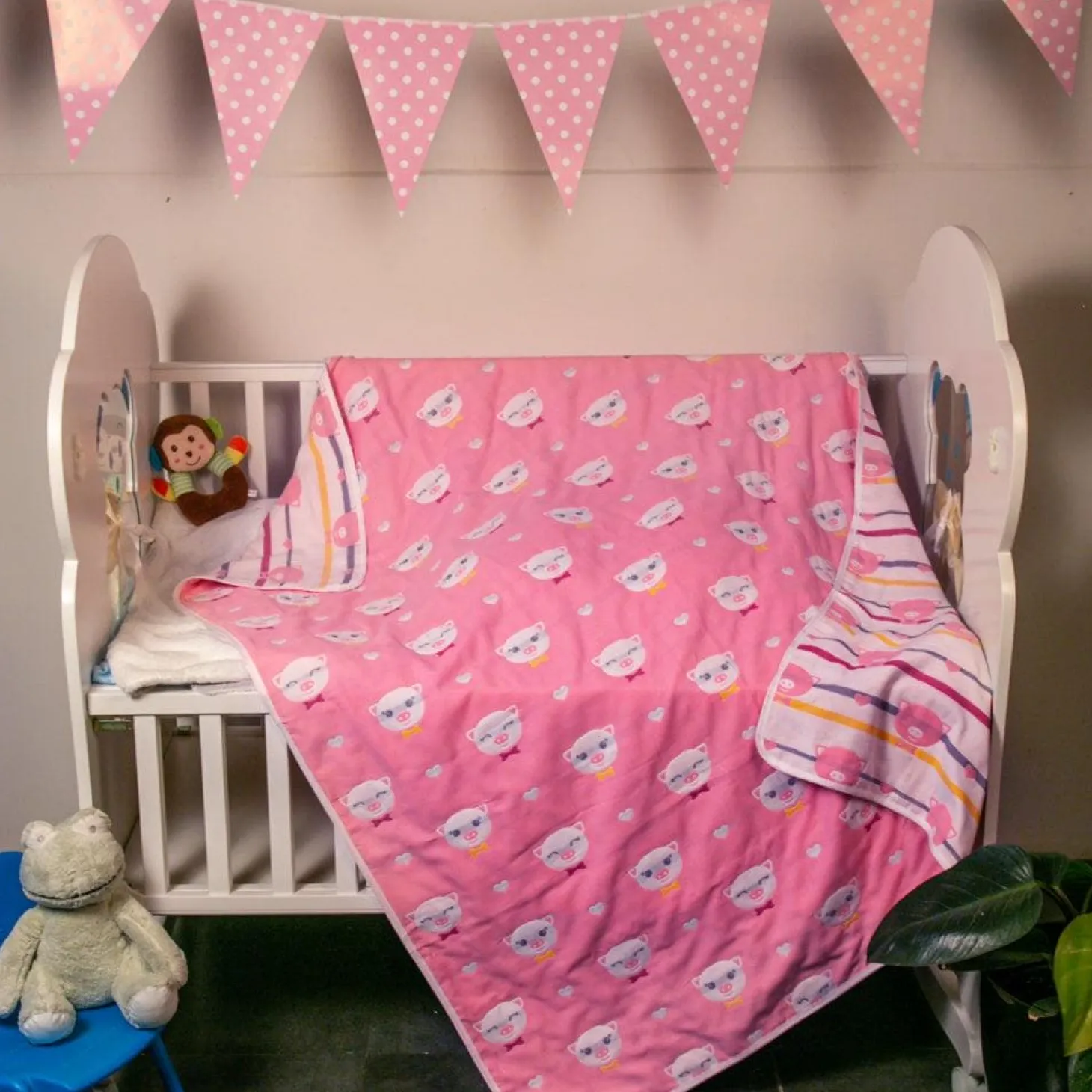 Piglet Pink Embossed Baby XL Muslin Blanket