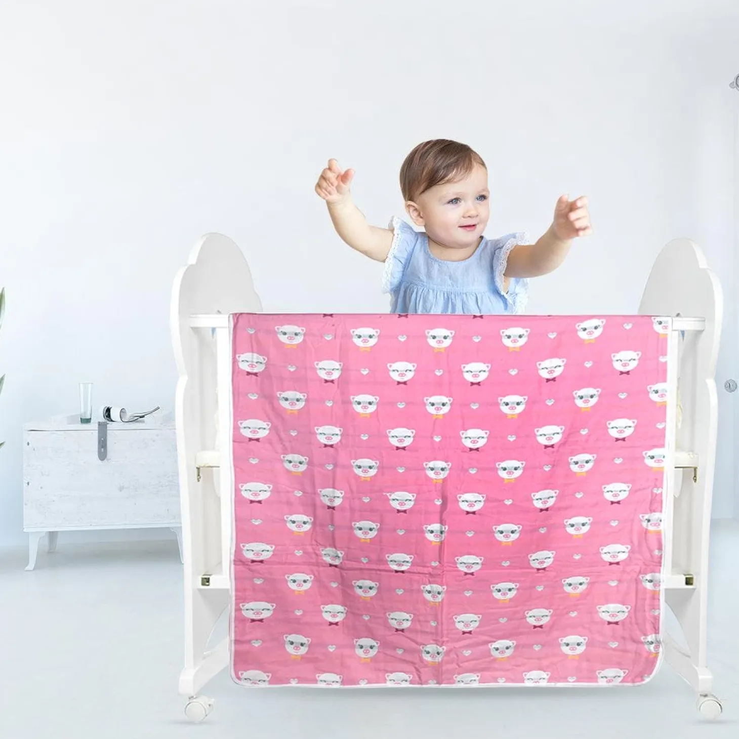 Piglet Pink Embossed Baby XL Muslin Blanket