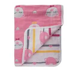 Piglet Pink Embossed Baby XL Muslin Blanket