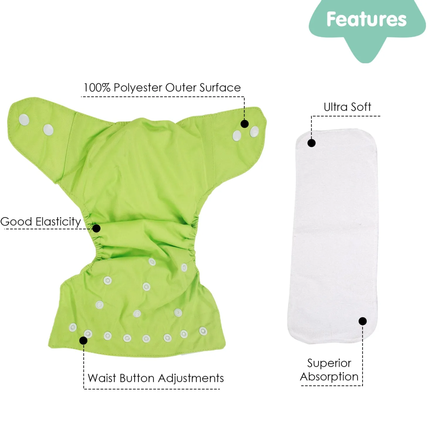 Plain Green Reusable Diaper