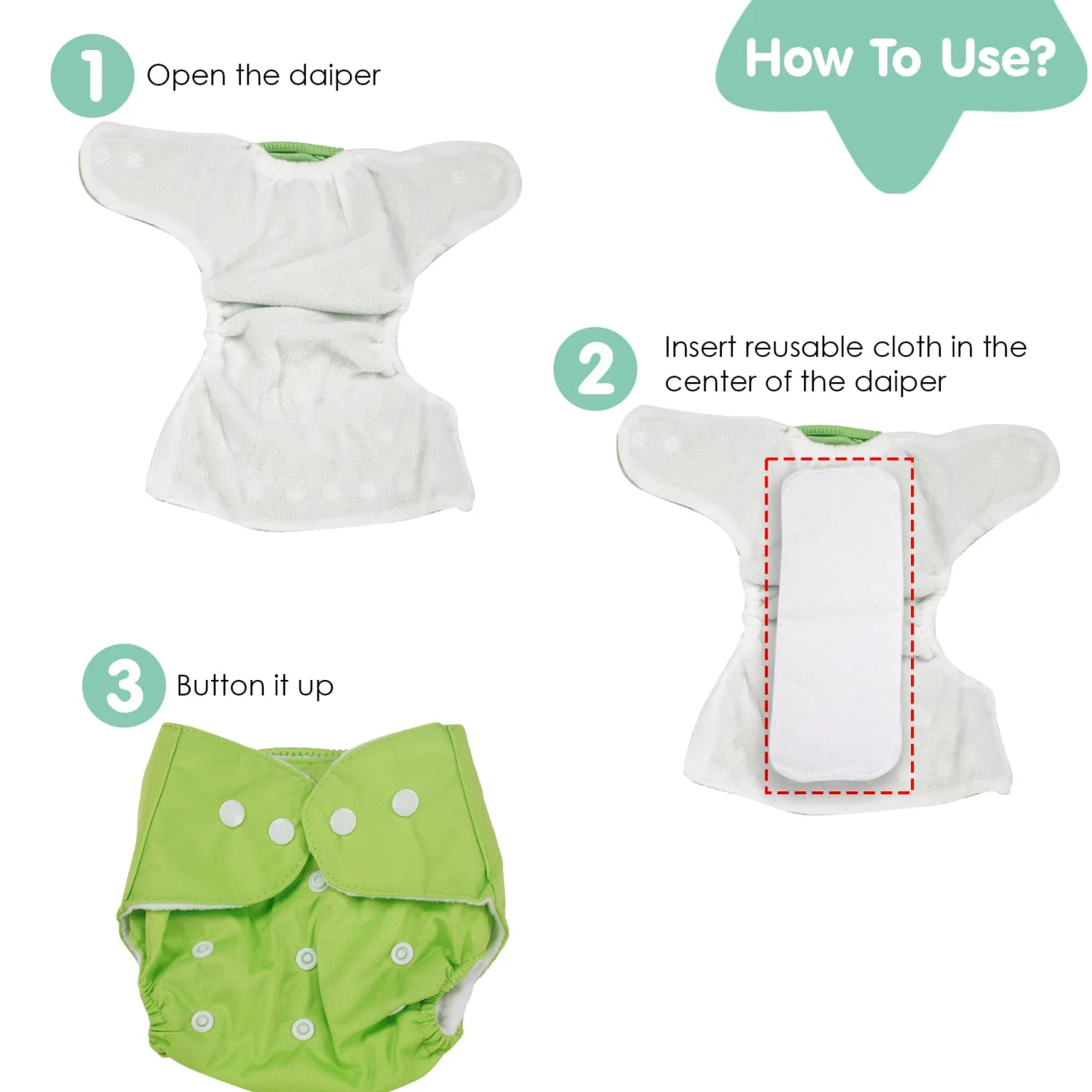 Plain Green Reusable Diaper