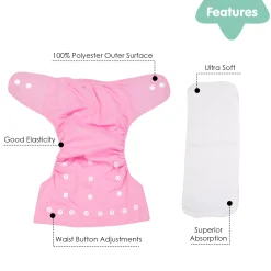 Plain Pink Reusable Diaper
