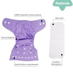 Plain Purple Reusable Diaper