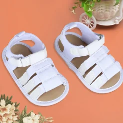 Plain Stylish And Comfortable Open Toe Sandal Booties - White