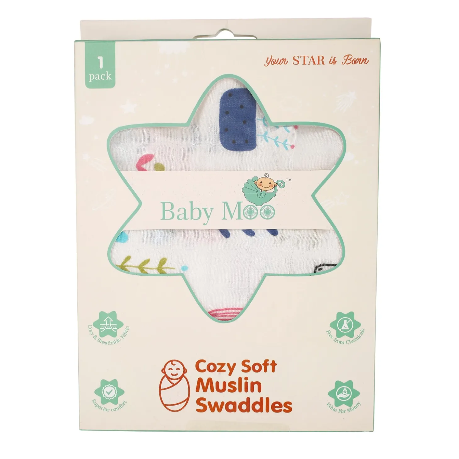 Plant Lover Multicolour Muslin Swaddle