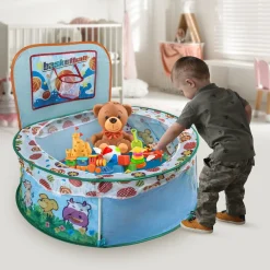 Playtime Foldable Ball Pit Basketball Animal Theme - Blue