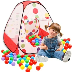 Playtime Foldable Ball Pit Tent Polka Dotted - Red