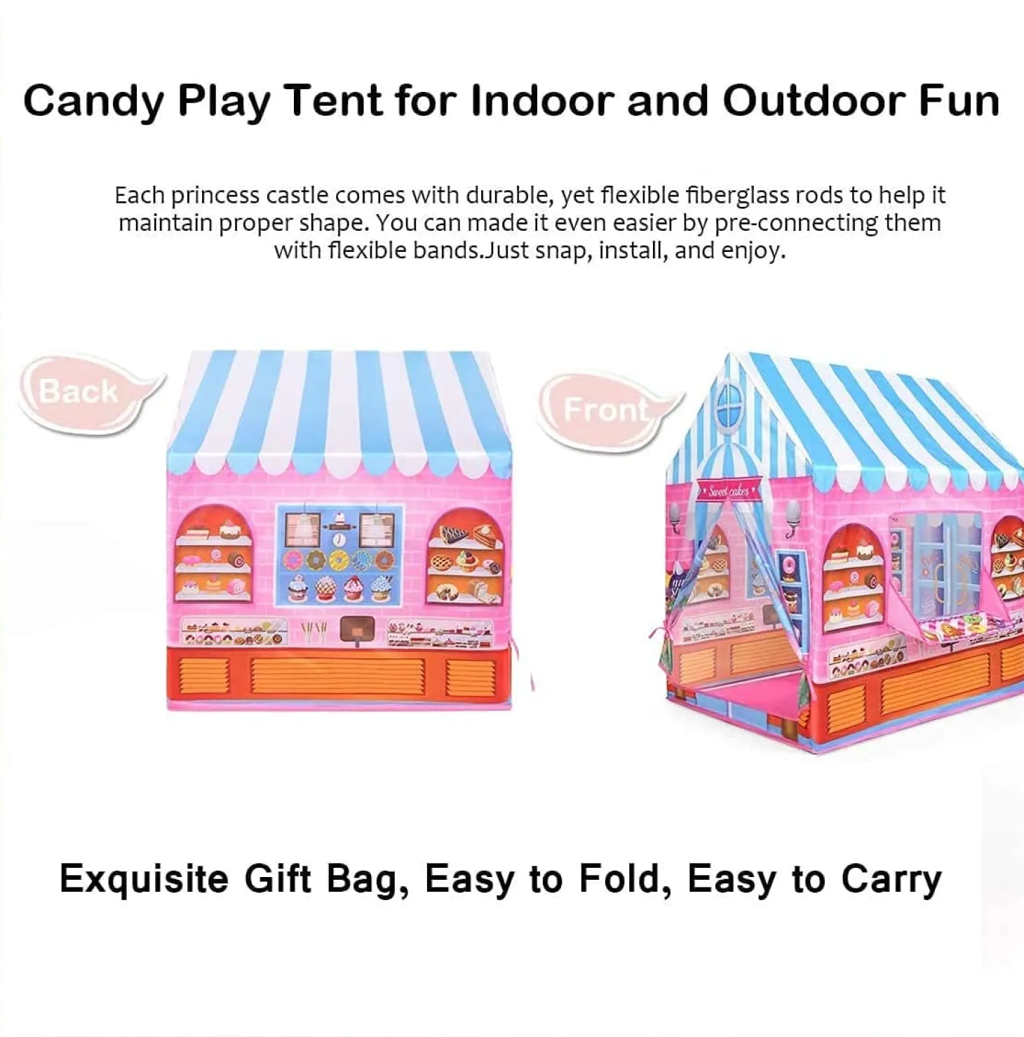 Playtime Foldable Tent House Cake Shop - Pink