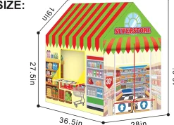 Playtime Foldable Tent House Supermarket - Multicolour
