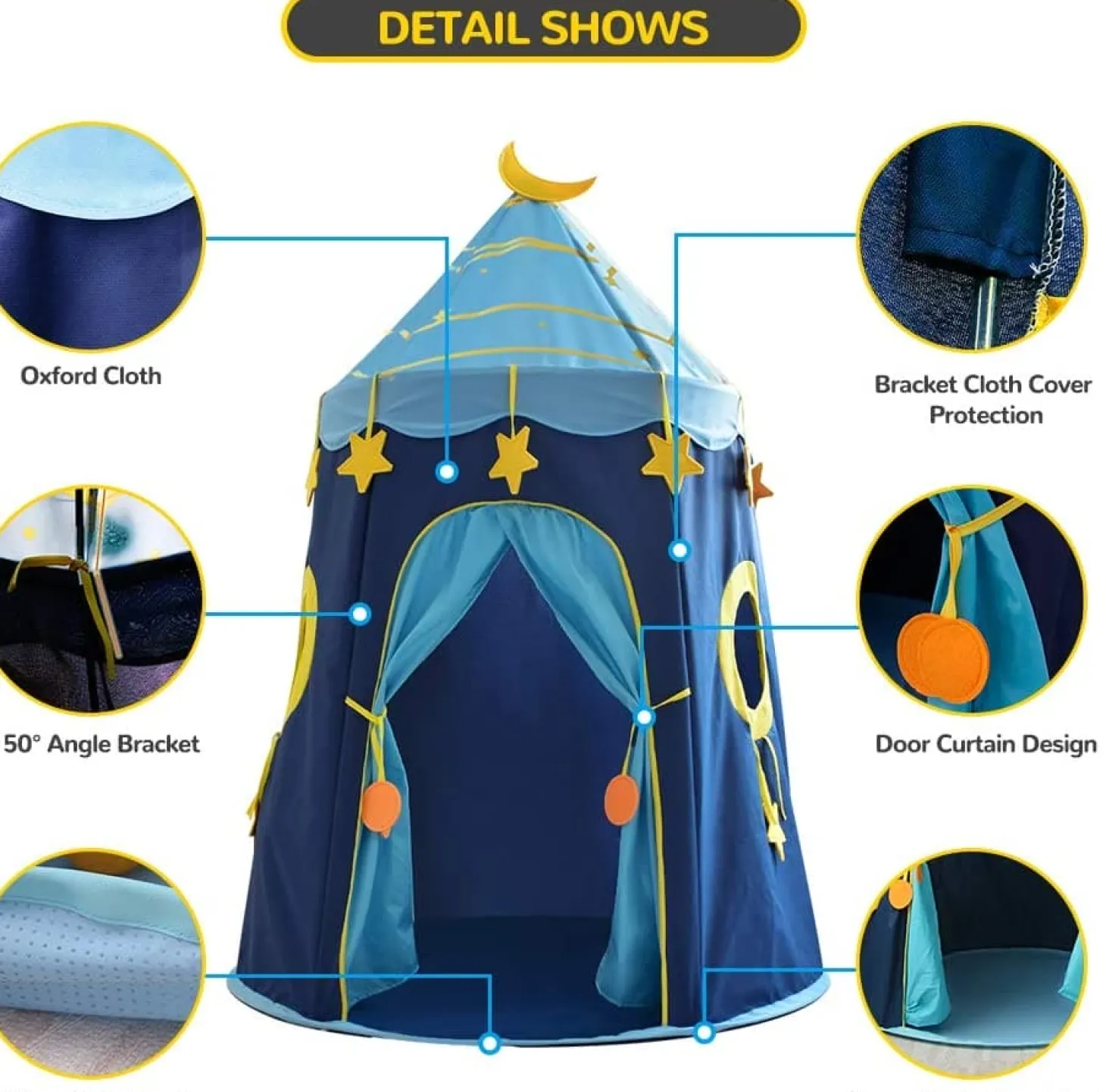 Playtime Foldable Tent House Starry Night - Blue