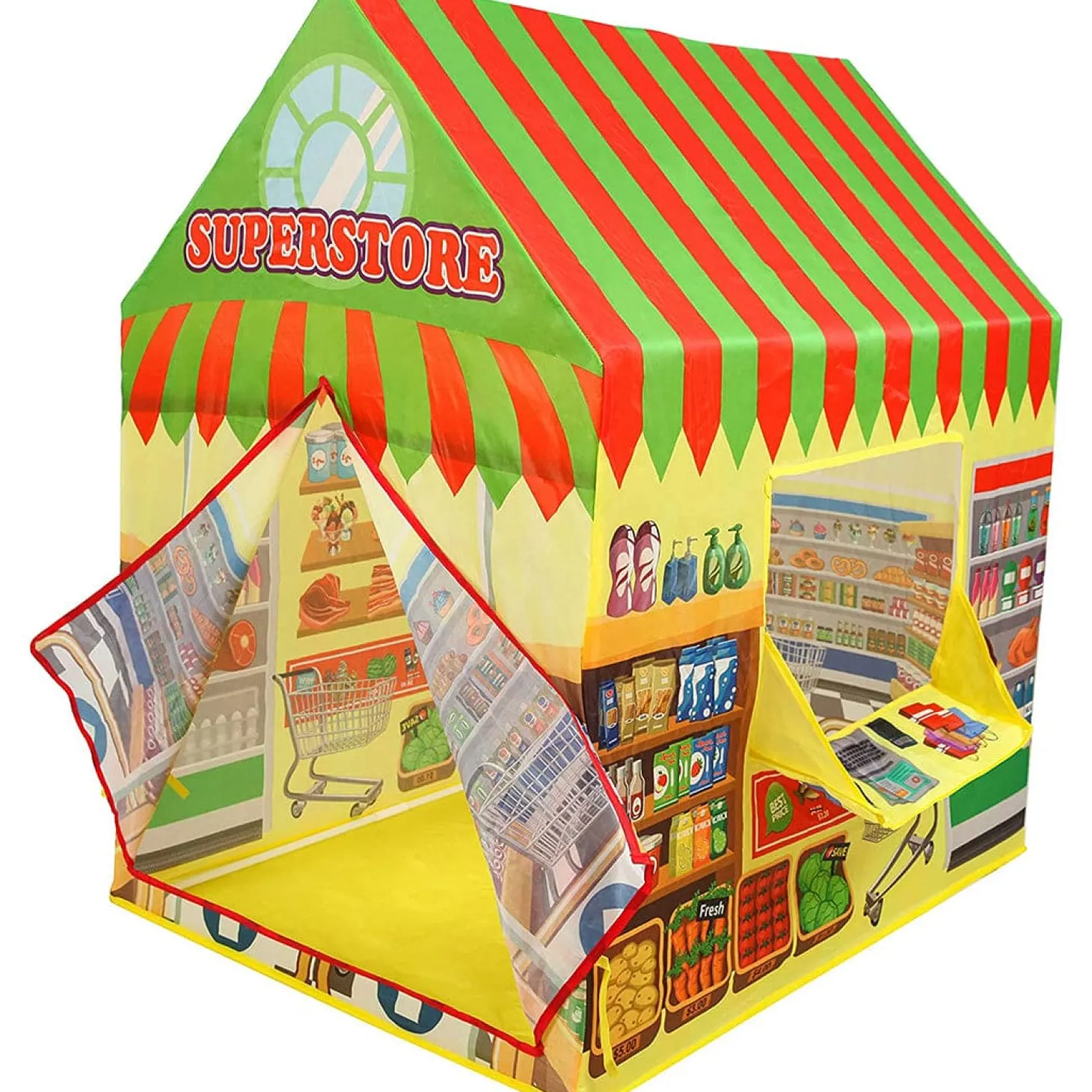 Playtime Foldable Tent House Supermarket - Multicolour