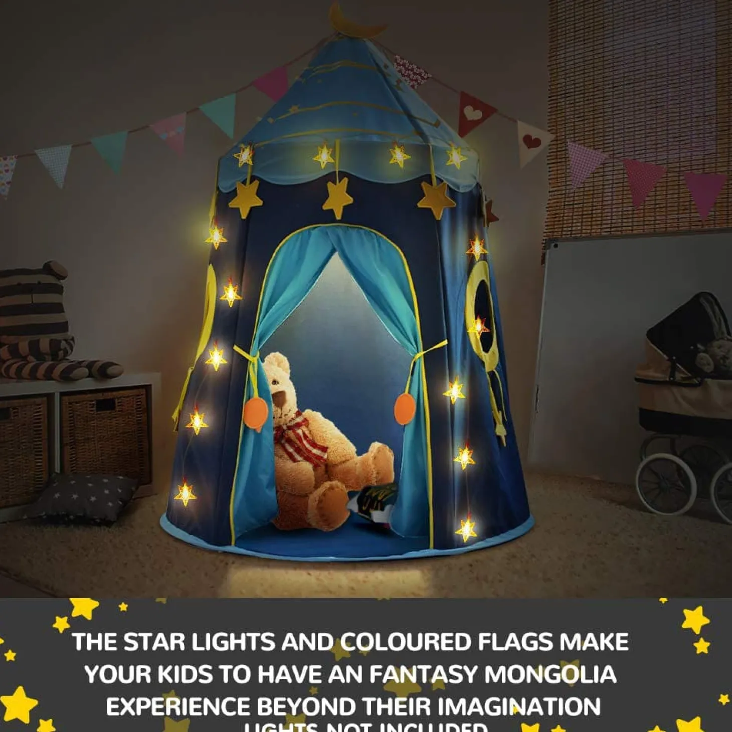 Playtime Foldable Tent House Starry Night - Blue