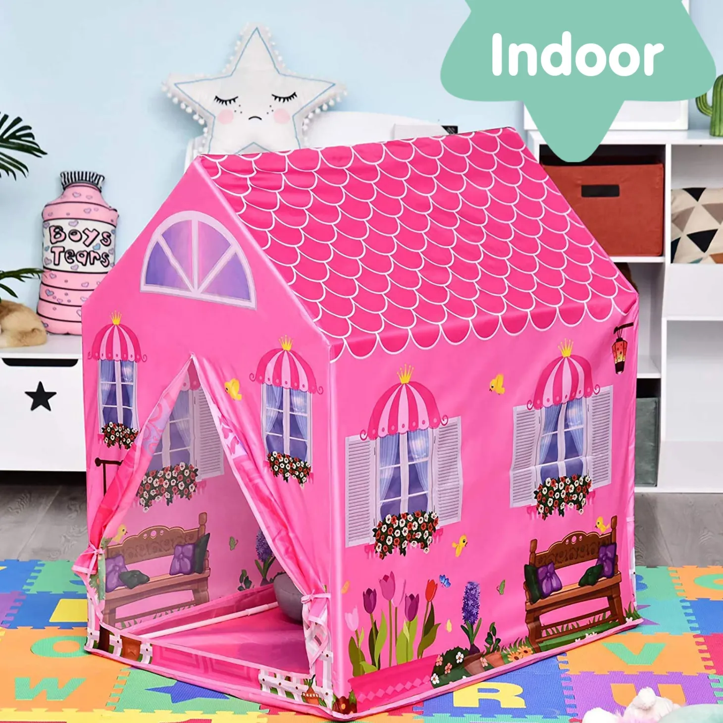 Playtime Foldable Tent House Princess Home - Pink