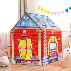Playtime Foldable Tent House Fire Station - Red